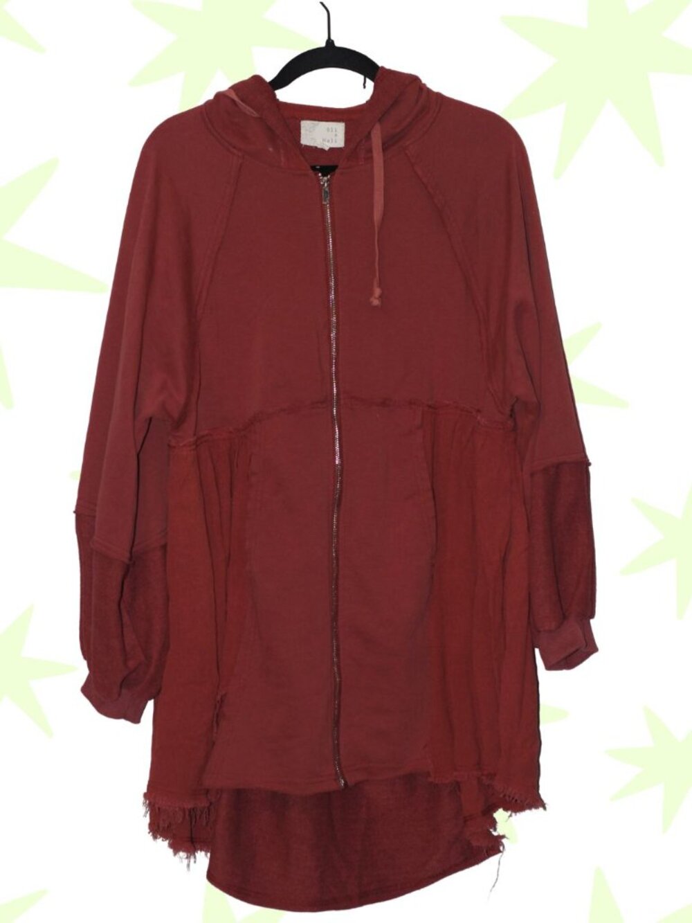 Oli & Hali cotton blend oversized hooded zip up long jacket bubble sleeves M